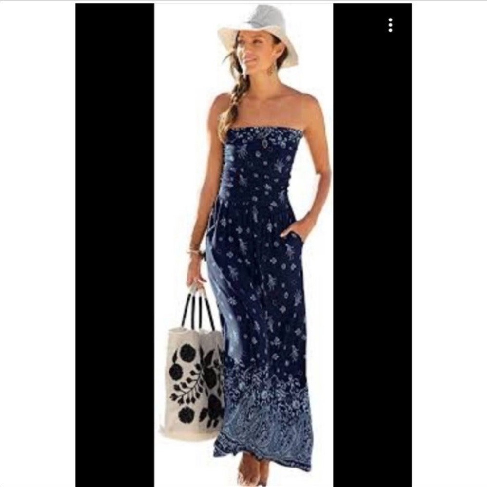 Alice + Elle Blue Paisly Maxi Dress